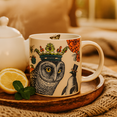 Bone China Mug White Owl