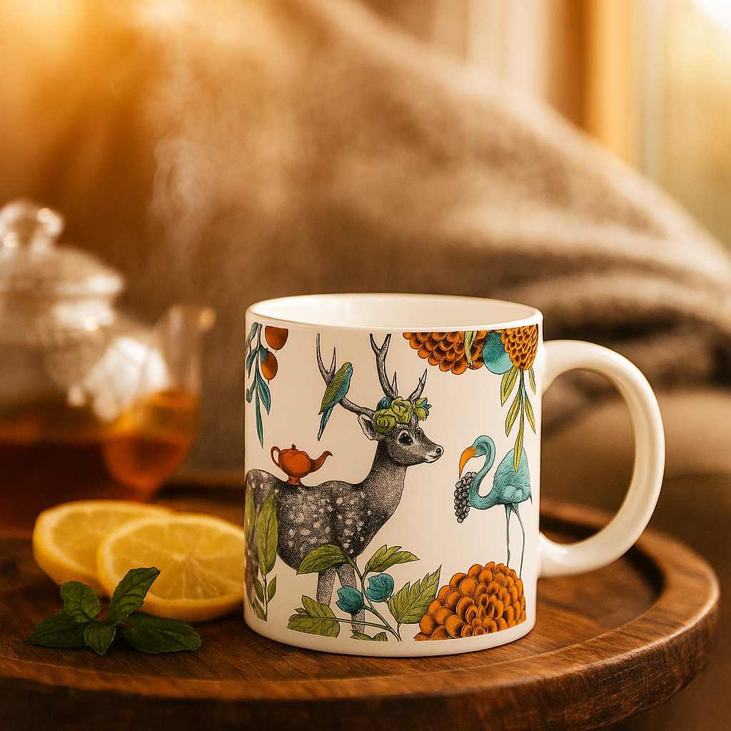 Bone China Mug White Stag