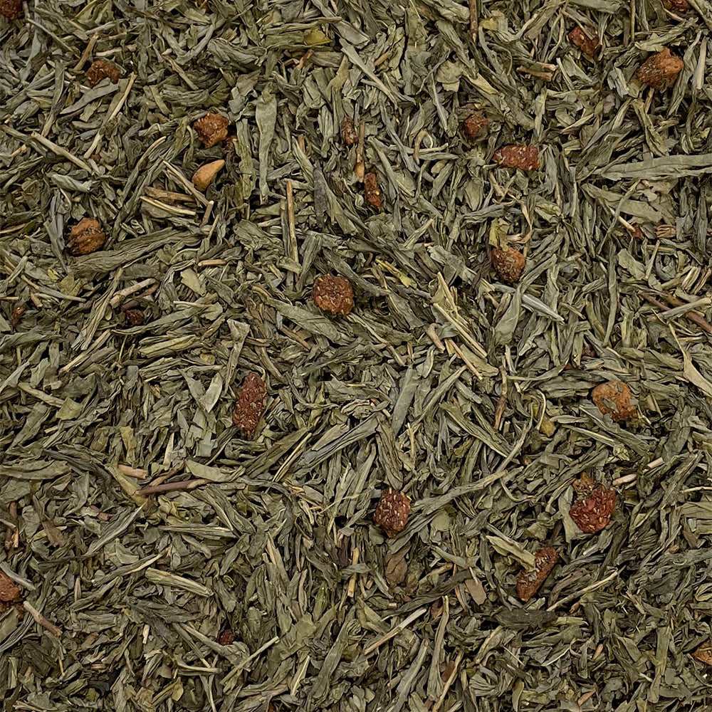 Decaffeinated Mild Chinese Sencha with Strawberry Pieces-Loose Leaf Tea-High Teas