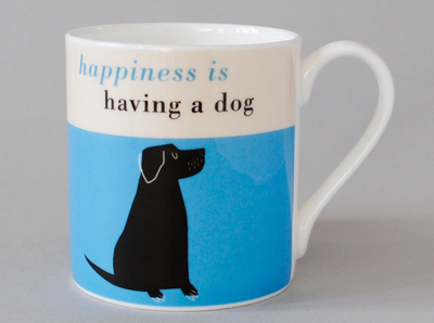 Bone China Mug White Black Lab