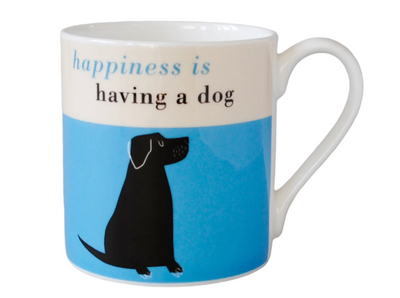 Bone China Mug White Black Lab