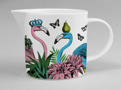 Bone China Jug White Flamingo