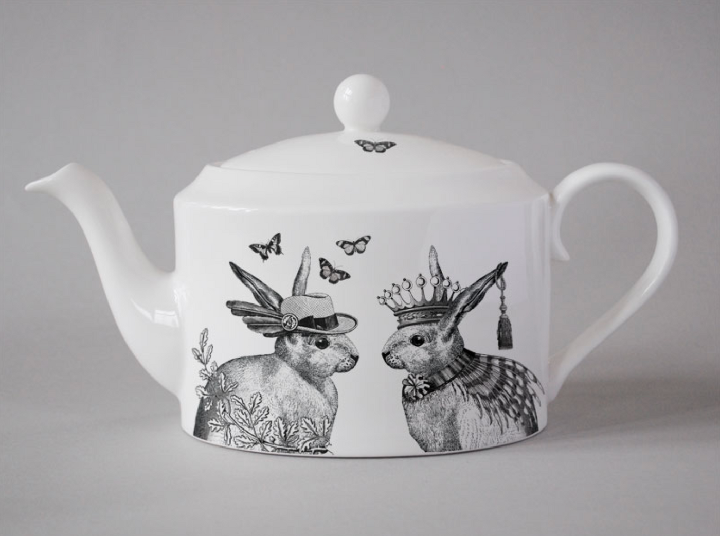 Bone China Teapot White Mr and Mrs Rabbit