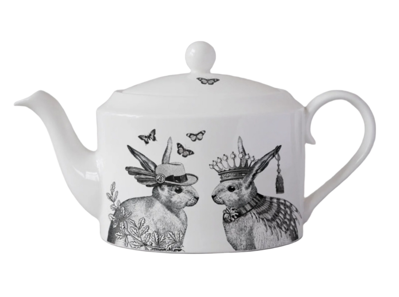 Bone China Teapot White Mr and Mrs Rabbit