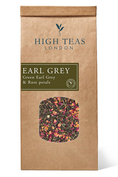 Finest Green Earl Grey, with Rose petals-250g-Loose Leaf Tea-High Teas