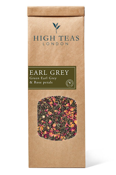Finest Green Earl Grey, with Rose petals-50g-Loose Leaf Tea-High Teas